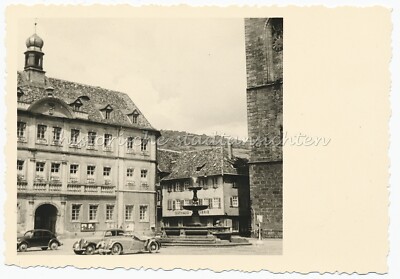 Neustadt an der Weinstraße 1952 - Marktplatz Autos Brunnen - Foto 1950er