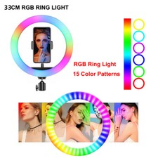 RGB LED Ring Light with Phone Clip Phone Video Beauty Fill Light MJ33 - 13inch 