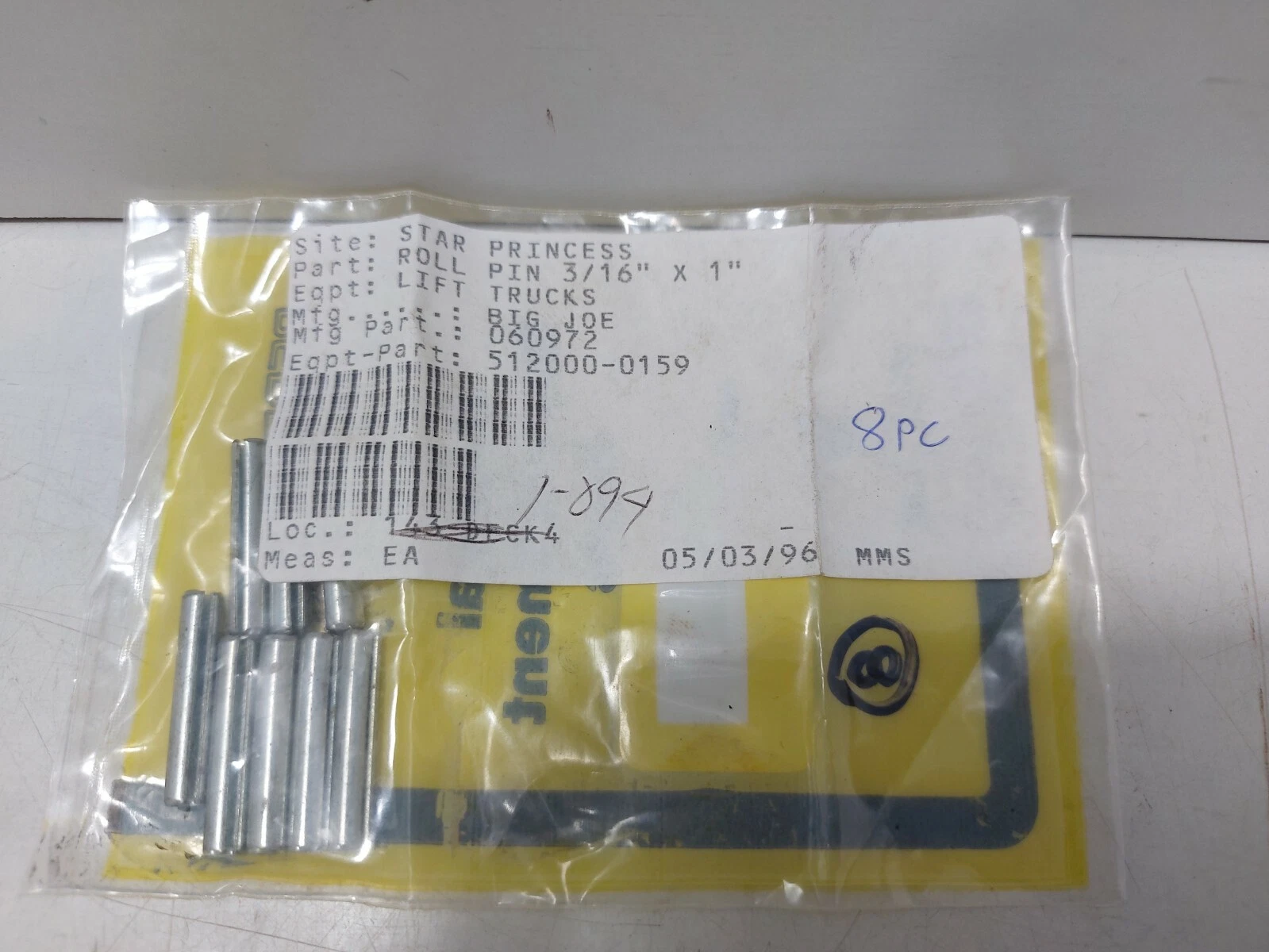 BIgjoe 060972 Roll pin 3/16x1