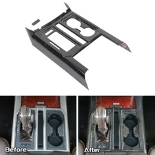 For 15+ Ford F150 Center Gear Shift Panel Cup Holder Cover Trim Black Wood Grain