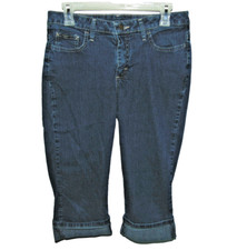 Womens Riders by Lee Cuffed Capri Pants Blue Jeans Size 8 M