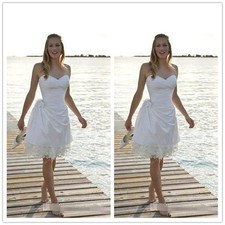 Sexy Sweetheart Satin Short Beach Wedding Dresses Knee Length Mini Bridal Gowns