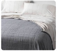 Hearth  Hand Magnolia Full/Queen Blue Windowpane Matelasse Coverlet New