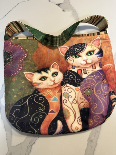 Artistic Cat-Themed Fabric Tote Bag Colorful & Unique Shoulder Bag Cat Lovers - Picture 15 of 24