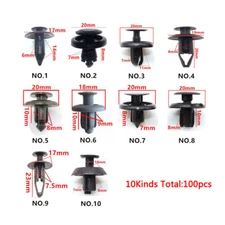 100x Trunk Screw Rivets Set Car Bumper Fender For Auto Plastic Fastener Clips