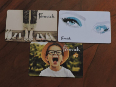 3 FENWICK UK GESCHENKKARTEN. KEIN WERT. SAMMLERARTIKEL SET 8