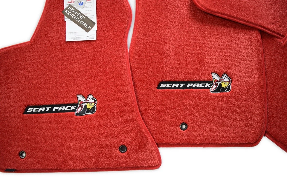 Dodge Charger Scat Pack Bee Floor Mats 4PC Red Nice Premium Upgrade 32oz InStock - Imagem 2 de 4