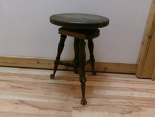 Antique Wood Piano Stool with Glass Ball Claw Feet ~ READ