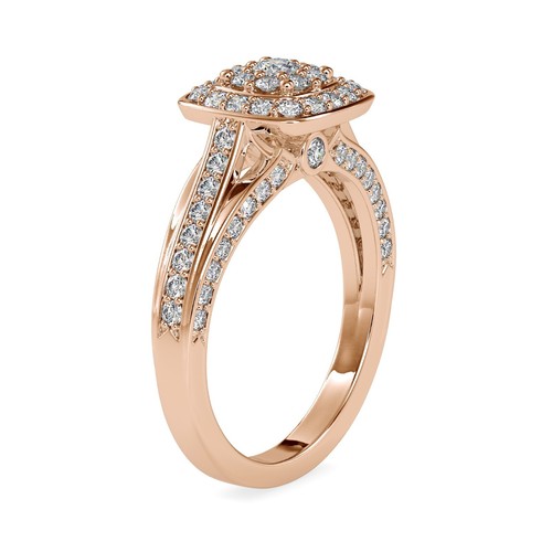 1.00ctw Lab Grown Diamond Cushion Cluster Halo Engagement Ring In 14K White Gold - Picture 14 of 14