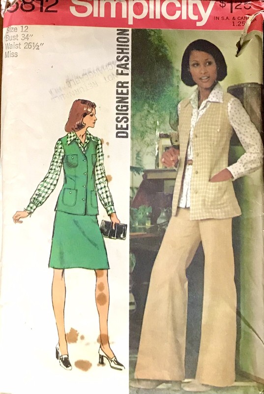Vintage Simplicity Pattern #5812 Pants Skirt Blouse Vest Capsule Outfit 1973