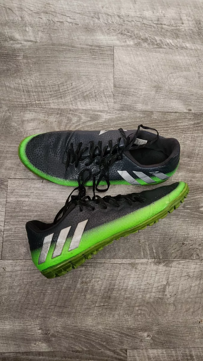 Adidas MENS SIZE 10.5 Messi 16.3 Indoor Soccer Shoes BLACK Green
