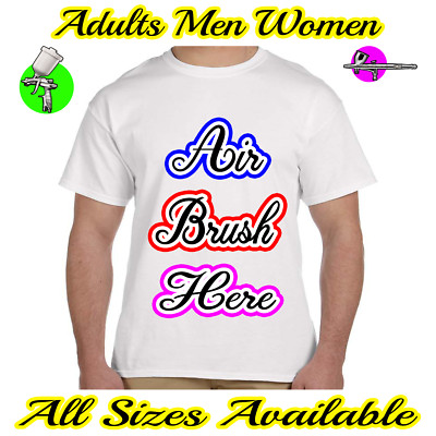 AIRBRUSH Adults Soft White T-Shirts Lettering Names Numbers All Sizes Available