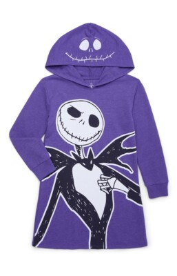 The Nightmare Before Christmas Shirt Dress Girl Halloween Costume Hoodie Sz 4-12