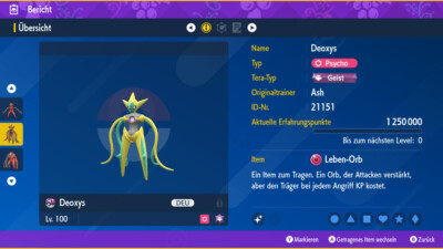 PVP Shiny Deoxys Angriff 6IV | LVL 100 | Pokemon Karmesin / Purpur / Violet