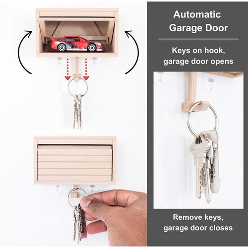 3D Auto Garage Schlüsselhalter mit öffnender Tür, Schlüsselhalter für Wand - Bild 5 von 18