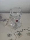 Clear Glass Garnet Heart Bear Figure - January- **GLOWS**