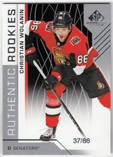 2018-19 SP Game Used Authentic Rookies Jersey Number CHRISTIAN WOLANIN 199 86 RC