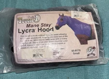 *NEW* Tough 1 Black Lycra Mane Stay Hood – Size Small w/ Zipper