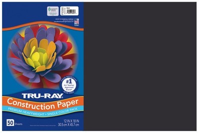 Tru-Ray Construction Paper Black-12''X18'', 50 Sheets