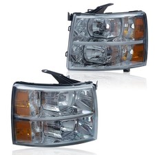 Headlamp Assembly For Chevy Silverado 1500 2500 3500HD 07-14 Smoked Amber Corner