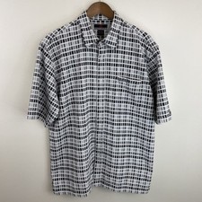 VTG Southpole Shirt Mens XL Gray  White Block Short Sleeve Button Heavyweight 