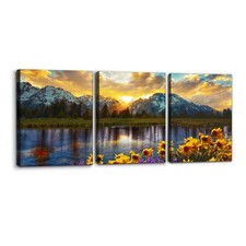 3 Pieces Mountain Canvas Wall Art for Living Room Nature Landscape Picture Su...