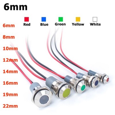 6/8/10/12/14mm-22mm Metal LED Indicator Power Supply Signal Light 3V-48V 12-24V