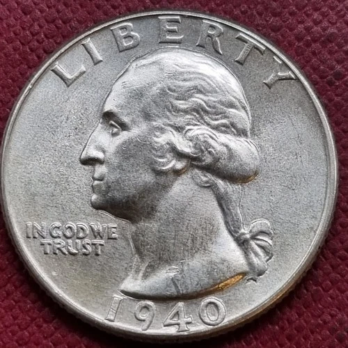 1940 Washington Quarter 25c Silver High Grade BU UNC Uncirculated #95070