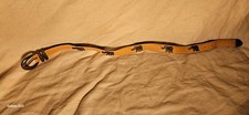 Vintage Leather Elephant Belt Tan Black Safari Boho Western Style Animal Motif