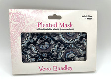 Vera Bradley Adult Pleated Mask with Adjustable Elastic - Charcoal Medallion