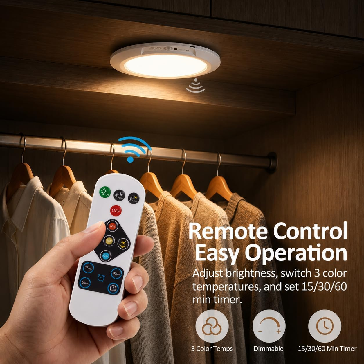 4‑Pack Rechargeable LED Ceiling Shower Light, Motion Sensor Remote ...