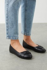 Dorothy Perkins Womens Flats Black Faux Leather Comfortable Wide Fit Shoes