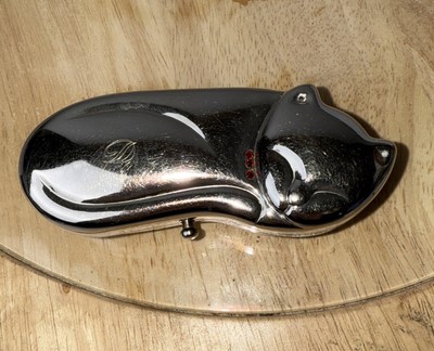 Silver Cat Trinket Box With Stones And Mirror Lipstick etc