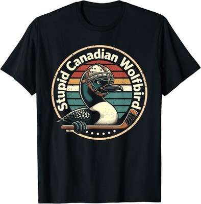 Canadian Wolf Bird Vintage Heated Hookey Loon Meme Unisex T-Shirt