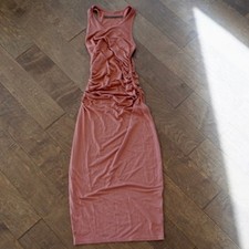 Enza Costa Sleeveless Pullover Ruched Maxi Dress mauve Womens Size S
