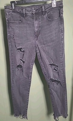   American Eagle Womens High Rise Jeggings, Black Denim Jeans Size 12