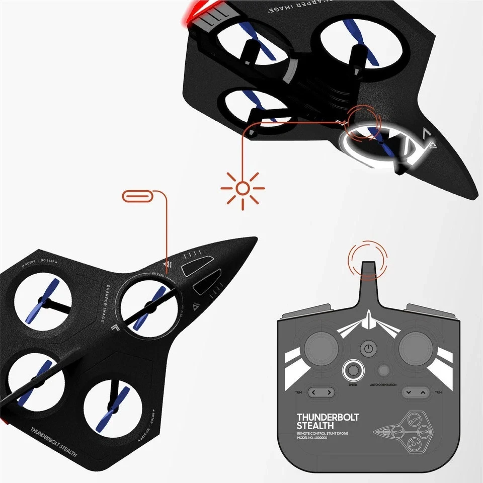 Sharper Image Thunderbolt Stealth Drone Gyro-Fly Rechargeable With Flight Assist - Image 4 of 4