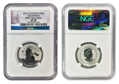 2014 Canada $20 Snowman Coin .9999 Fine Silver NGC SP69 First Releases