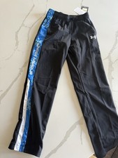 New With Tags Under Armour Sweat Pant Boys Size M Medium Youth Black/ Blue Trim