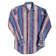H Bar C Western Shirt VTG Button Up Striped 15 Long Sleeve USA Made Brushpopper