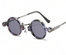 Retro Steampunk Round Sunglasses Gold Metal Frame Vintage Gothic Glasses