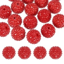 20mm Resin Rhinestone Beads for Beadable Pen, 10 Pack Red