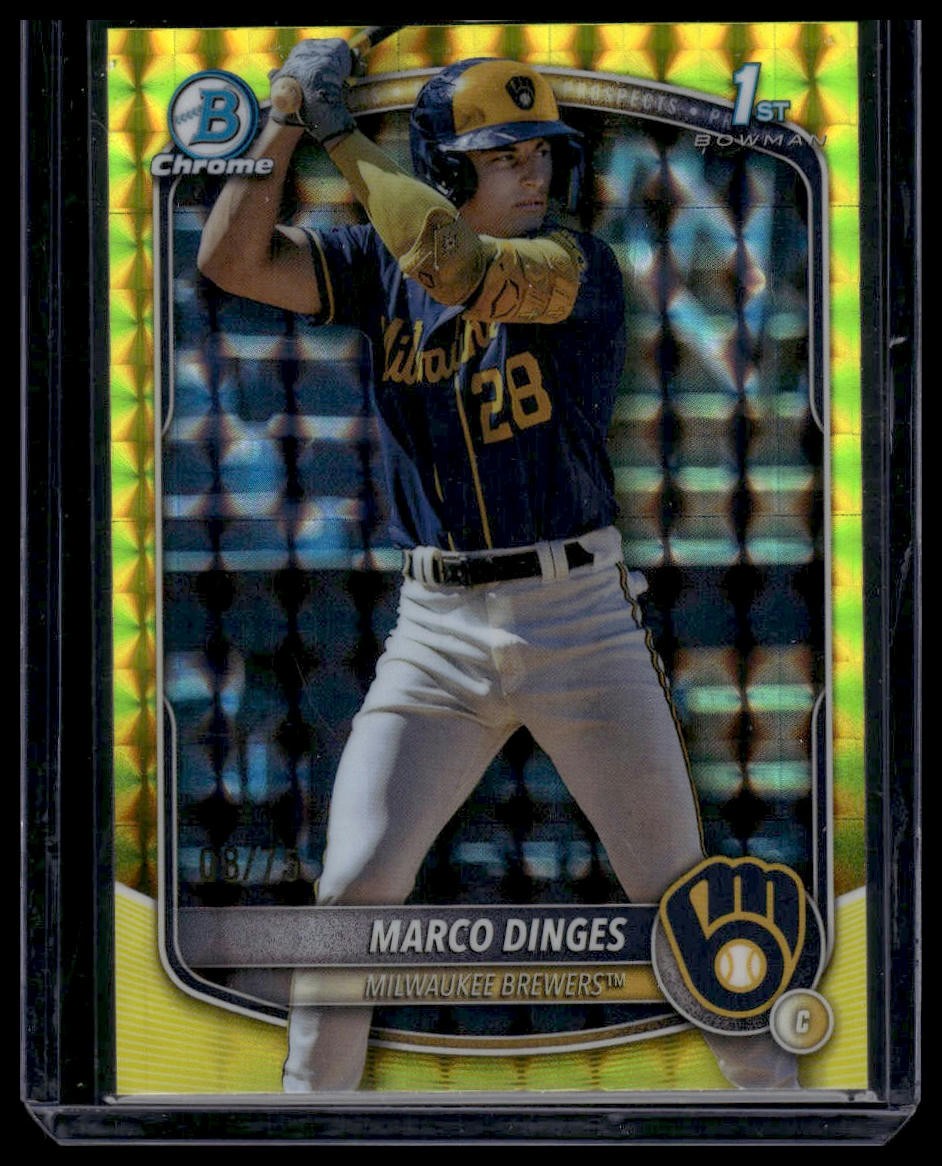 2025 Bowman Chrome #BCP-183 Marco Dinges Prospects Yellow Geometric #/75