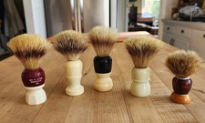 5 Vintage BADGER HAIR SHAVING BRUSHES