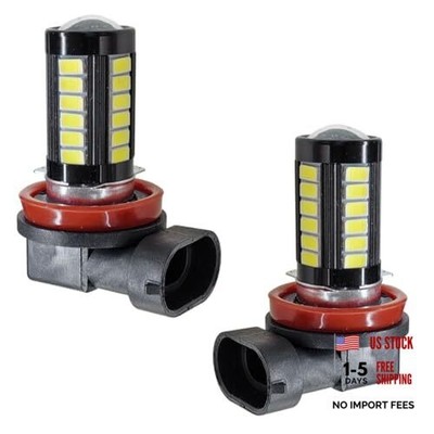 2PCS Car LED Fog Light Bulbs, 12V 5630 33-SMD Anti-Fog Lights, 1500 Lumen H11