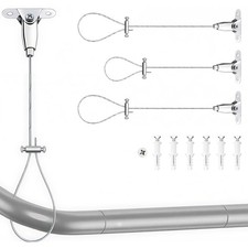 3-Pack Ceiling Mounted Shower Curtain Rod Support Bracket - 60in Adjustable 2...