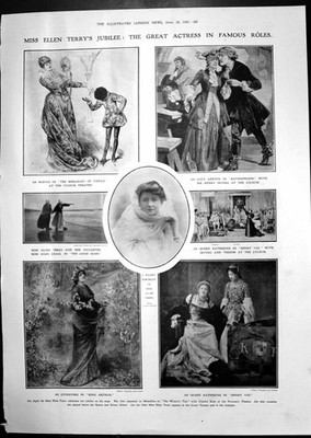 Alte Ellen Terry Jubiläumsschauspielerin berühmte Rollen Hirse Mann mit Hacke 19 20.