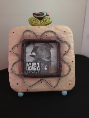 HTF Allen Designs Studio Collection Whimsical Beads Bird Leaf Design Photo Frame