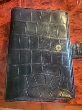 Kalender von Aigner schwarz 20cm/13cm in Leder - Krokoprägung