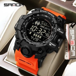SANDA Montres de sport homme étanche LED Montre extérieure militaire analogique numérique